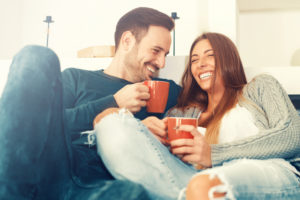 couple having coffee at home